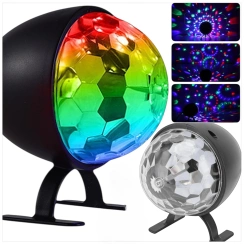 MINI KULA DYSKOTEKOWA LAMPA OBROTOWA KOLOROWA NA IMPREZĘ REFLEKTOR LED RGB