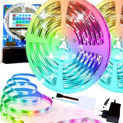 TAŚMA LED KOLOROWA WODOODPORNA 5M OŚWIETLENIE RGB KOLOROWA +  PILOT