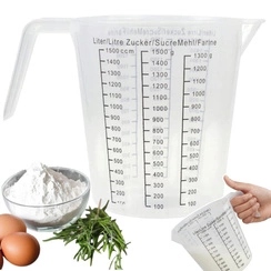 MIARKA KUCHENNA KUBEK DZBANEK Z PODZIAŁKĄ ODMIERZANIA PLASTIKOWY MIARA 1,5L