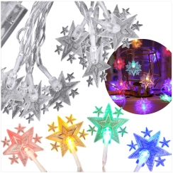 LAMPKI ŚWIĄTECZNE KSZTAŁT GWIAZD DEKORACJA ŁAŃCUCH LED KOLOROWE GWIAZDKI