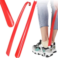 ŁYŻKA DO BUTÓW KIJ DO BUTÓW DŁUGA KOLOROWA PLASTIKOWA 43CM Z HACZYKIEM