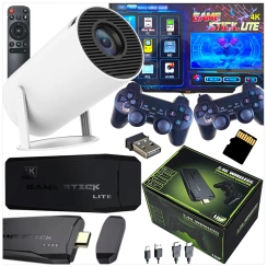 MEGA ZESTAW PROJEKTOR RZUTNIK ANDROID + KONSOLA RETRO 2x PAD 