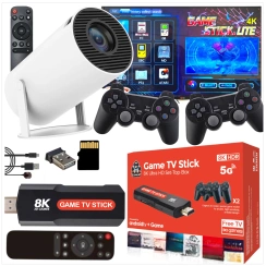 MEGA ZESTAW PROJEKTOR RZUTNIK ANDROID + KONSOLA RETRO 2x PAD 