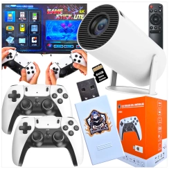 MEGA ZESTAW PROJEKTOR RZUTNIK ANDROID + KONSOLA RETRO 2x PAD 