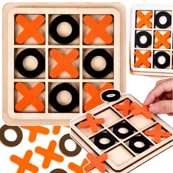 GRA KÓŁKO I KRZYŻYK DREWNIANA DLA DZIECI I DOROSŁYCH LOGICZNA UKŁADANKA 