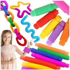 RURKA ANTYSTRESOWA SENSORYCZNA GNIOTEK RURA POP TUBE XXL MEGA ROZCIĄGLIWA - ZESTAW 4 SZTUKI