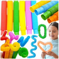 DUŻA RURKA ANTYSTRESOWA SENSORYCZNA GNIOTEK RURA POP TUBE XXL MEGA ROZCIĄGLIWA - ZESTAW 8 SZTUK