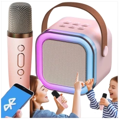 GŁOŚNIK BLUETOOTH PRZENOŚNE KARAOKE LAMPKA RGB MIKROFON USB SD MINI JACK