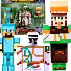 FIGURKA MINECRAFT ZESTAW FIGUREK 3w1 GOLEM DIAMENTOWY STEVE OSADNIK DODATKI