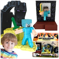 FIGURKA Z GRY MINECRAFT ZESTAW STEVE SMOK ZESTAW FIGUREK DO ZABAWY 4w1 XXL