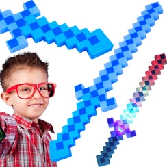 PIKSELOWY MIECZ ŚWIETLNY Z GRY DŁUGI DŹWIĘK ŚWIECI GRAFIKA KOLOROWY LED