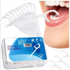 WYKAŁACZKI Z NICIĄ DENTYSTYCZNĄ NITKO WYKAŁACZKI DO ZĘBÓW ZESTAW 200 SZTUK