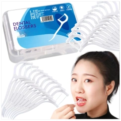 WYKAŁACZKI Z NICIĄ DENTYSTYCZNĄ NITKO WYKAŁACZKI DO ZĘBÓW ZESTAW 50 SZTUK