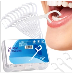 WYKAŁACZKI Z NICIĄ DENTYSTYCZNĄ NITKO WYKAŁACZKI DO ZĘBÓW ZESTAW 200 SZTUK