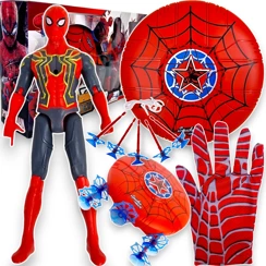 AVENGERS - MEGA ZESTAW SPIDERMAN WYRZUTNIA 5W1 ! RĘKAWICA WYRZUTNIA SPIDERMAN + STRZAŁKI + TARCZA + RUCHOMA FIGURKA SPIDERMAN AVENGERS