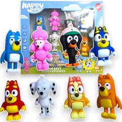 BLUEY i BINGO - Figurki , Zestaw 8 figurek z bajki