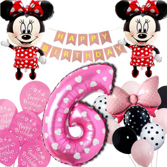 Balony Zestaw Urodzinowy Myszka Minnie 6 Lat