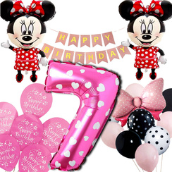 Balony Zestaw Urodzinowy Myszka Minnie 7 Lat