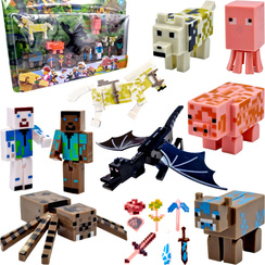 Duży zestaw figurek i akcesoriów Minecraft - 18 elementów