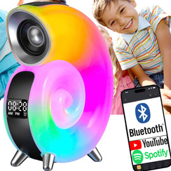 LAMPKA NOCNA LED ŚLIMAK RGB BLUETOOTH ZEGAR RADIO GŁOŚNIK APLIKACJA