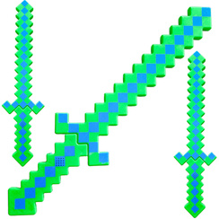 MINECRAFT Miecz świecący Pixel - długi (Zielono- niebieski)