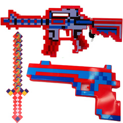 MINECRAFT Zestaw Pistolet + Karabin + Miecz Pixel