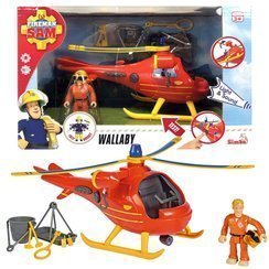 SIMBA STRAŻAK SAM Helikopter Ratowniczy Wallaby + Figurka