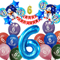 SONIC Balony Zestaw Urodzinowy 6 Urodziny