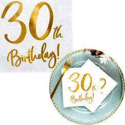 Serwetki papierowe złote - 30 urodziny - 12 szt