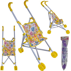 Wózek dla lalek spacerowy Spacerówka składany (Żółty)