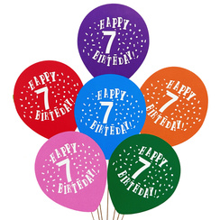 Zestaw Balonów 7 Urodziny 6szt.