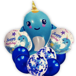 Zestaw Balonów Urodzinowych Rekin 9szt.