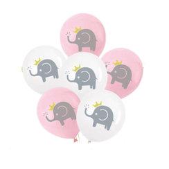 Zestaw balonów słonie białe i różowe 6 szt.