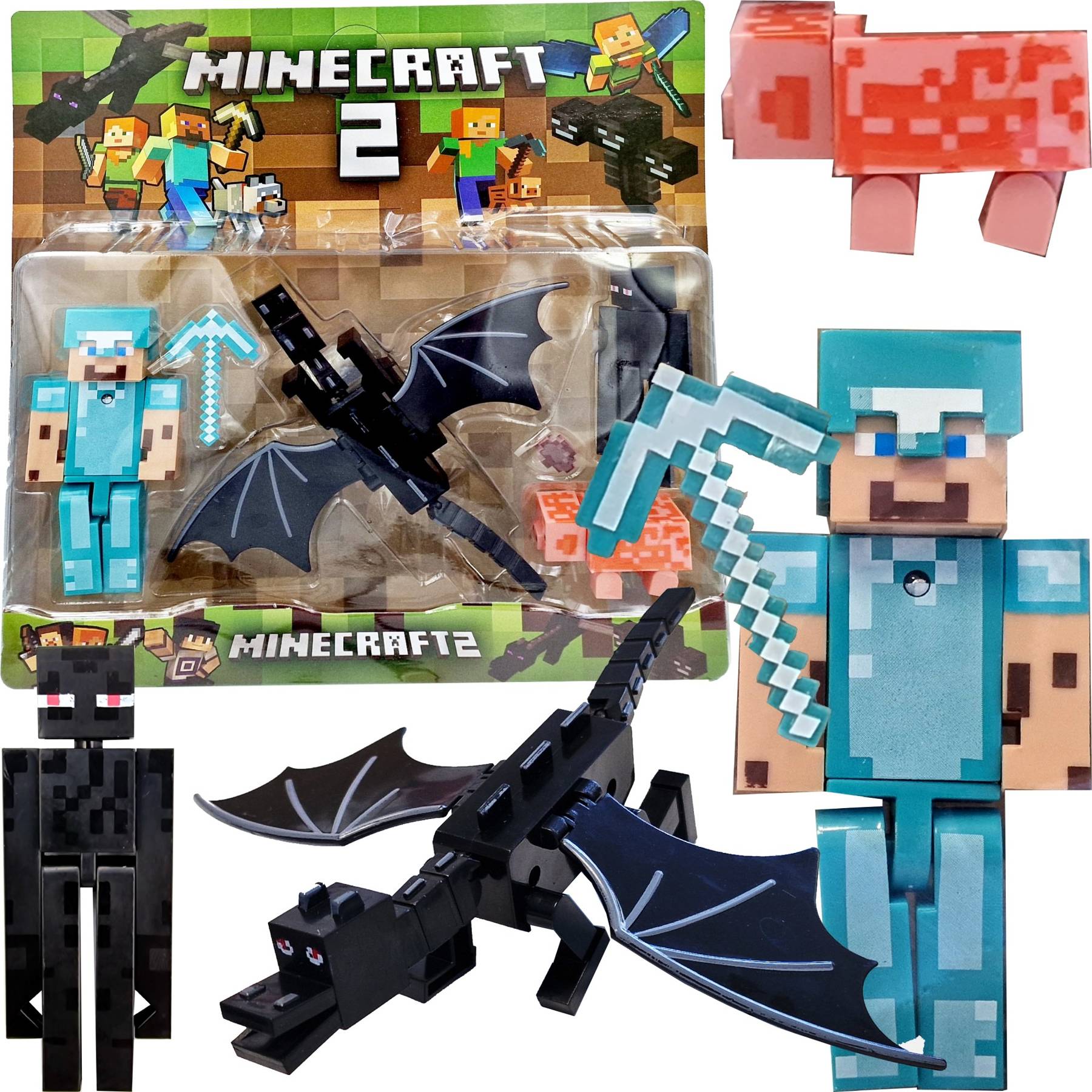 MINECRAFT Duży Zestaw Figurek + Akcesoria JL18331-2_DIAMENTOWY_STEVE ...