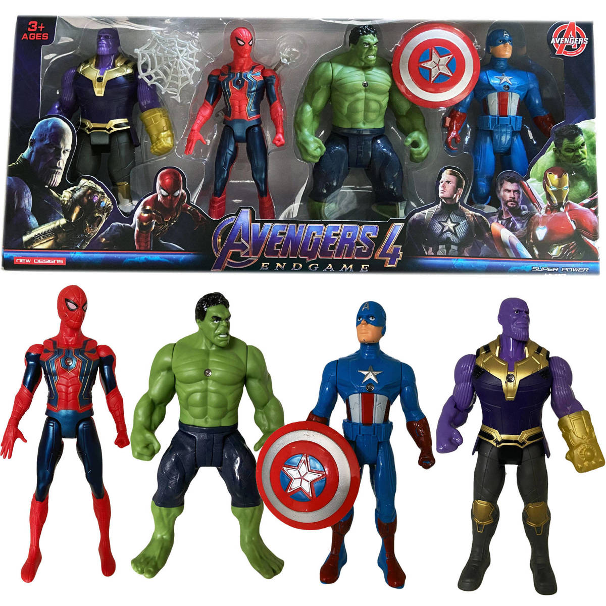 AVENGERS - ZESTAW 4 FIGUREK SUPERBOHATERÓW + AKCESORIA MARVEL