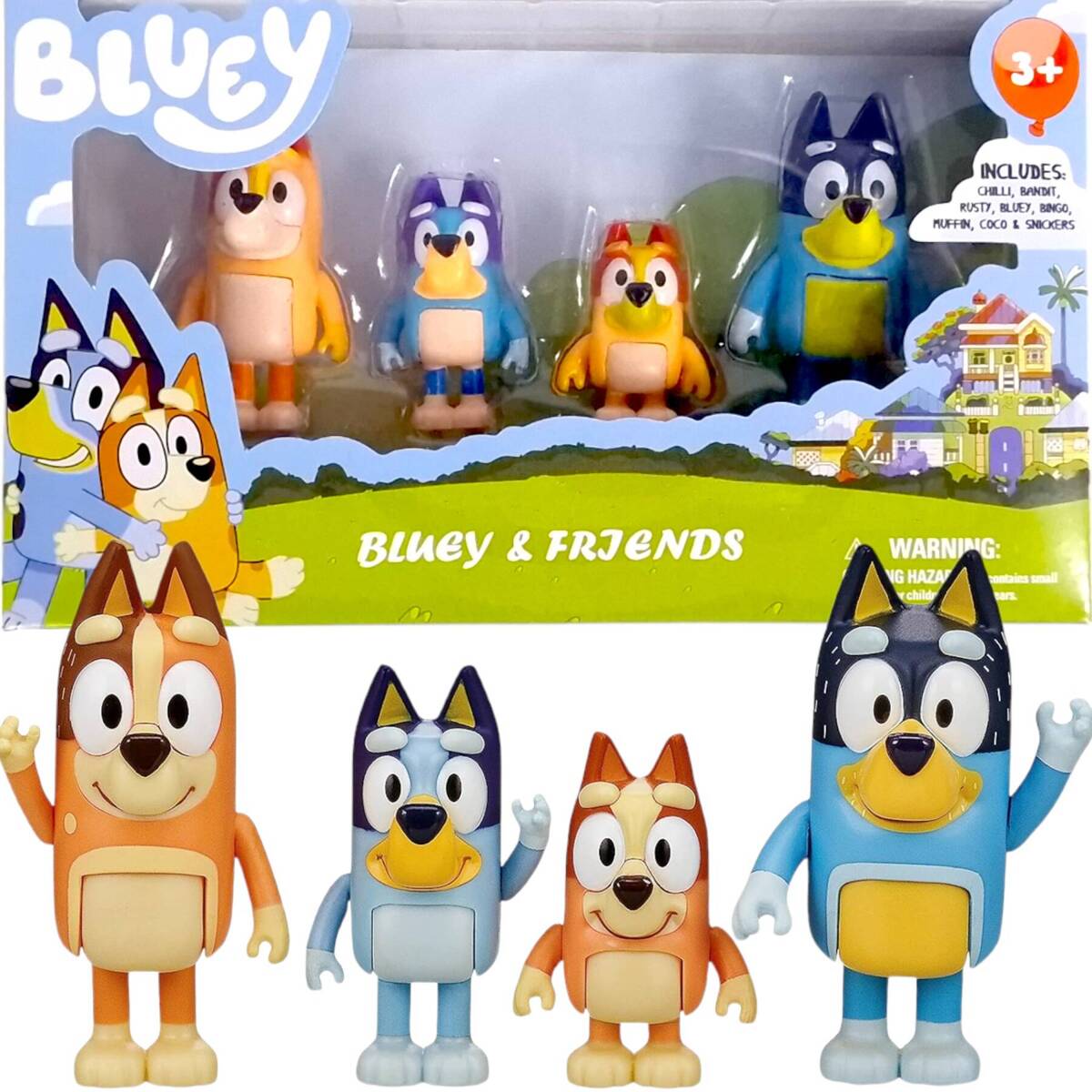 BLUEY i BINGO Zestaw figurek z bajki - 4szt figurki Rodzinka