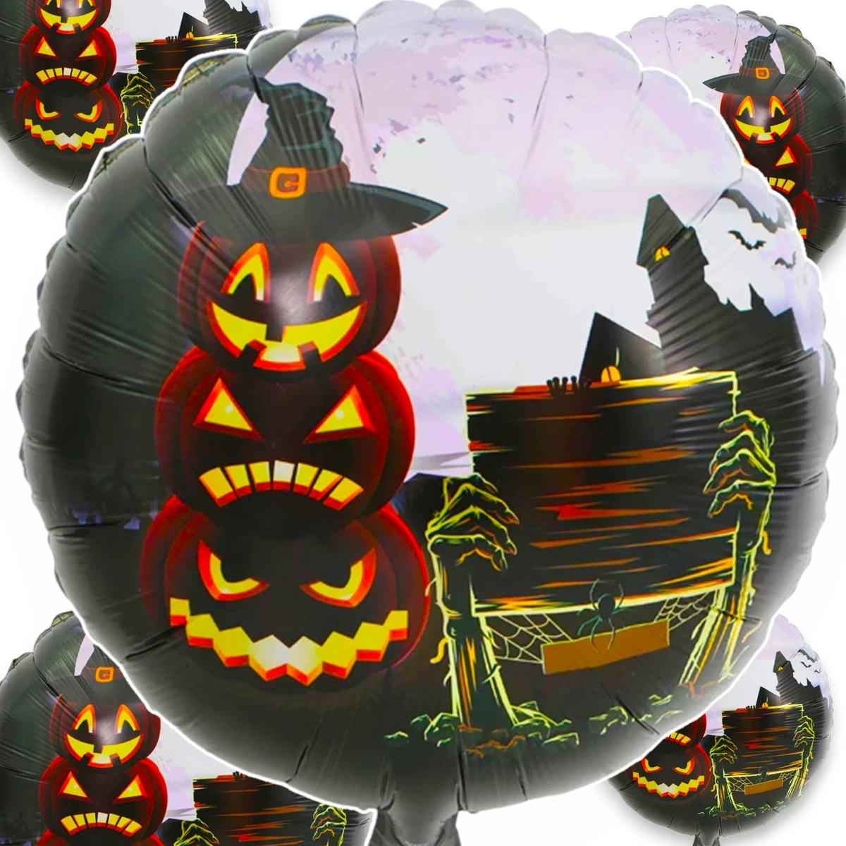 Balon Dynie Nietoperze Halloween Zestaw 6szt 51cm