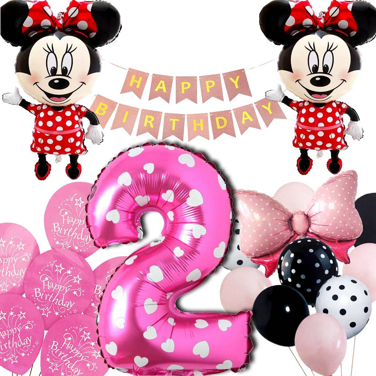 Balony Zestaw Urodzinowy Myszka Minnie 2 Latka