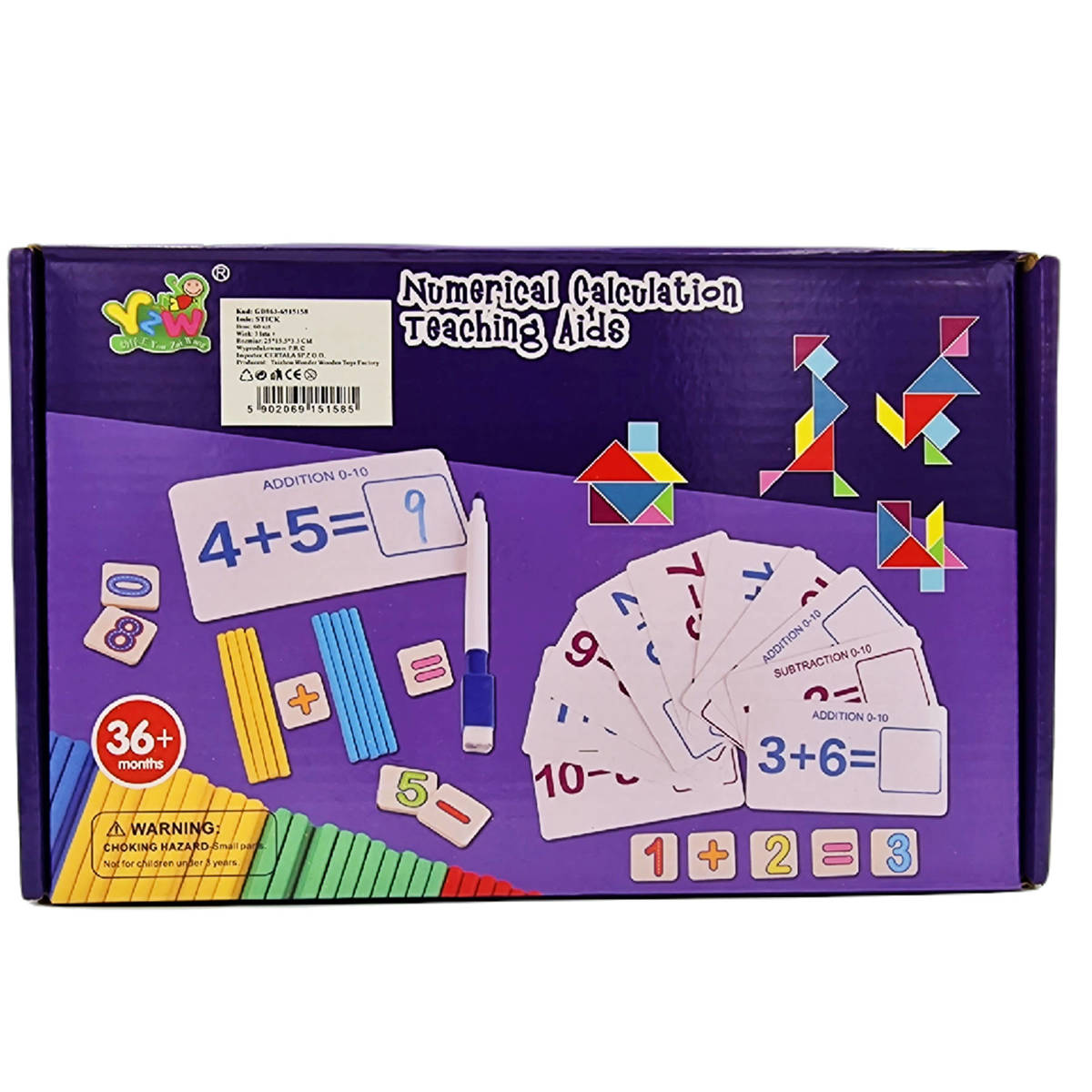 Drewniane Puzzle Montessori 3w1 Cyfry