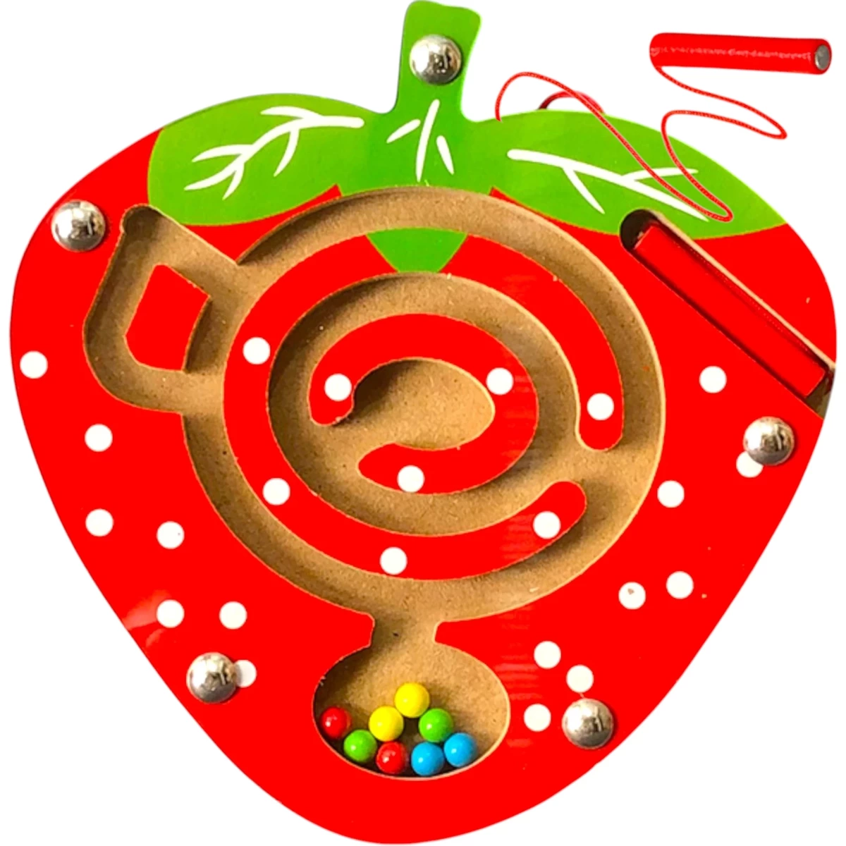 Drewniany Labirynt Magnetyczny Dla Dzieci - Truskawka