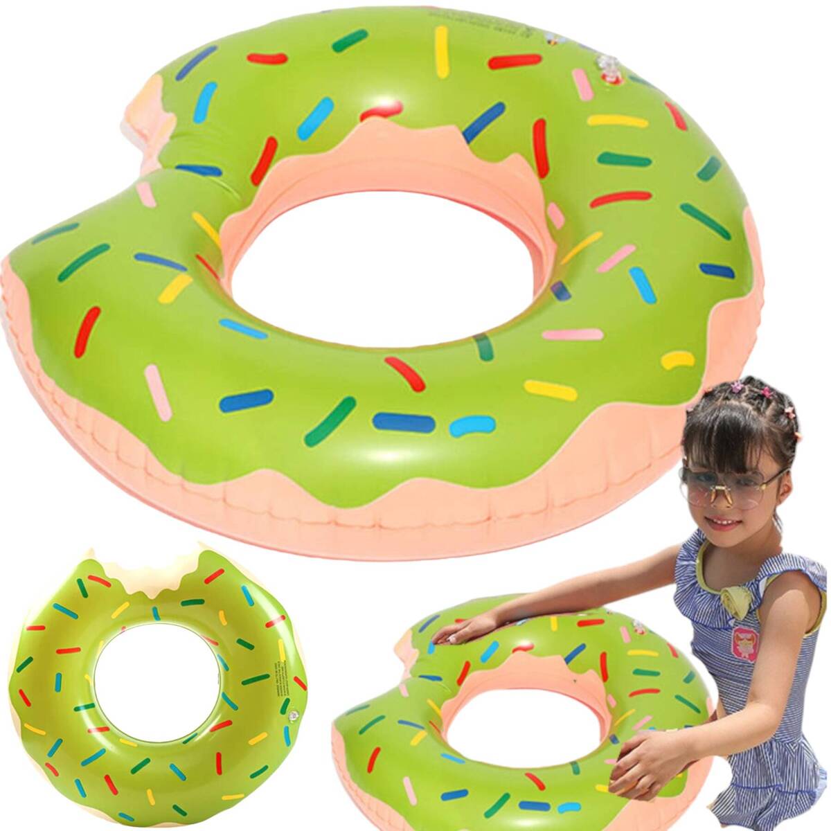 Duże Koło Do Pływania Zielony Donat Donut Pączek 70cm