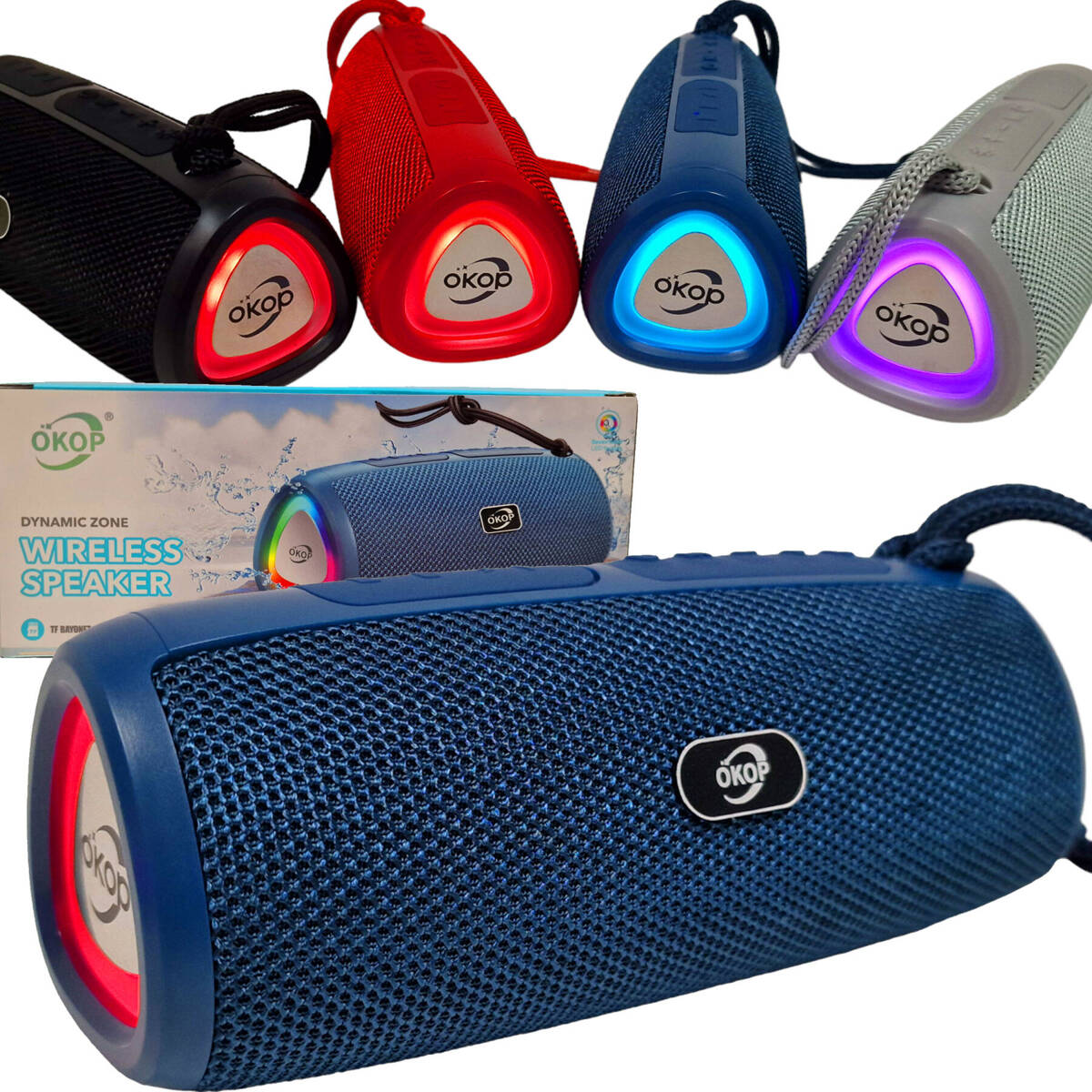 GŁOŚNIK BLUETOOTH PRZENOŚNY BEZPRZEWODOWY PODŚWIETLENIE RGB BASS SD USB AUX  RADIO RGB