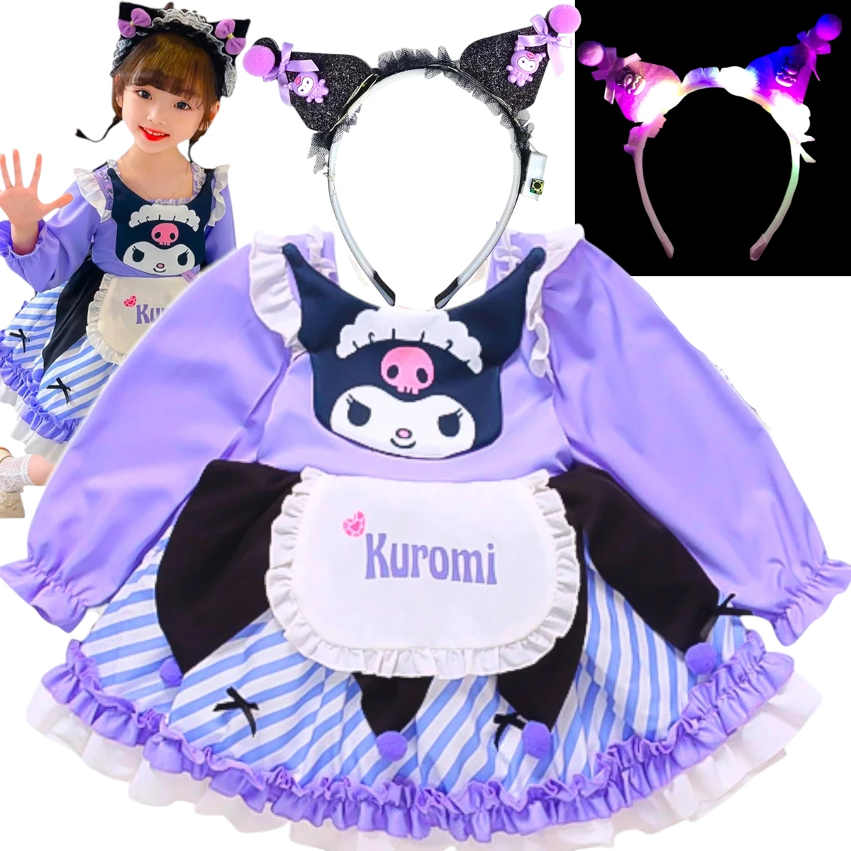 KUROMI Strój dla dziewczynki (rozmiar L 130-140cm)