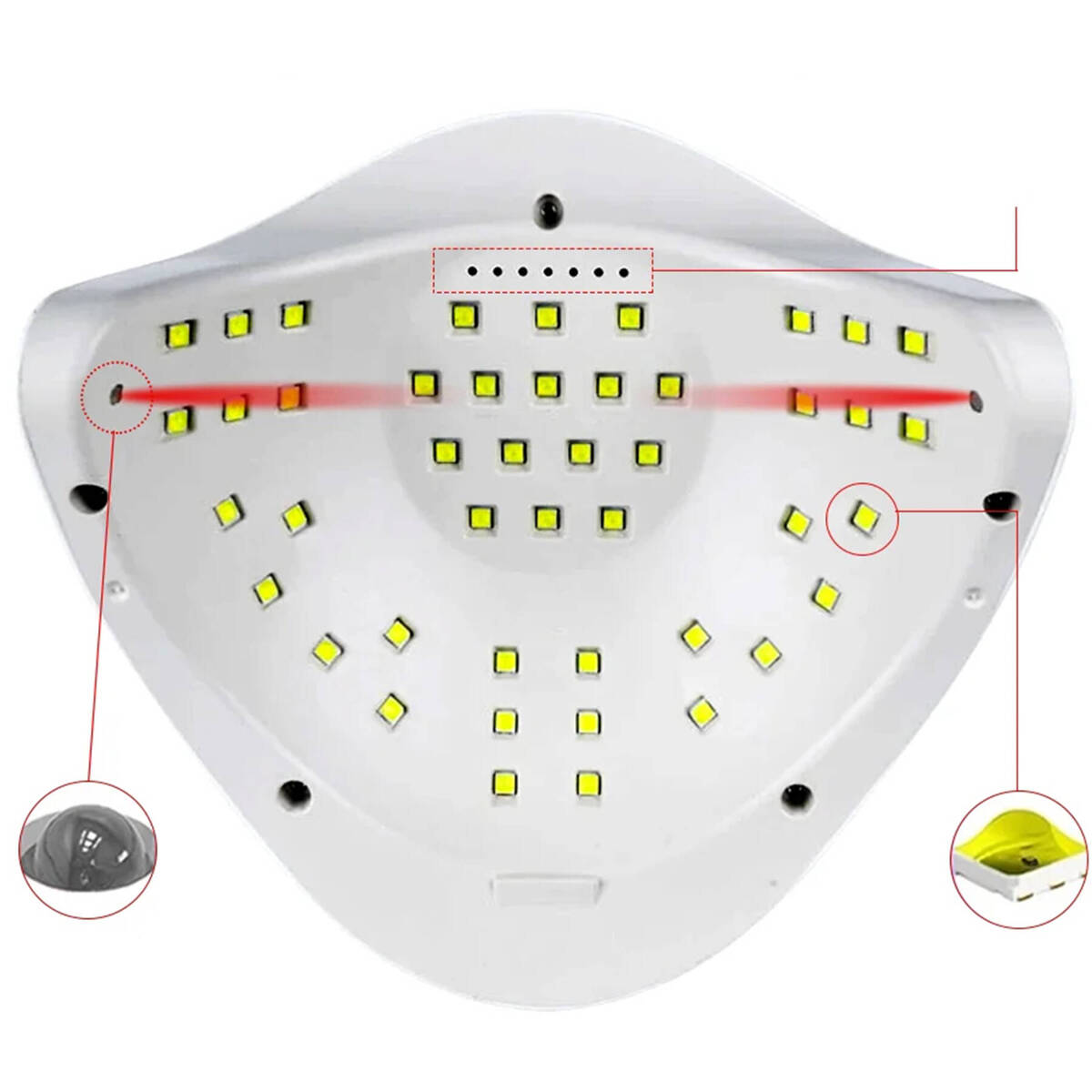 LAMPA DO PAZNOKCI UV LED 180W HYBRYDA ŻEL MOCNA MAX LCD AŻ 57 DIOD UV LED