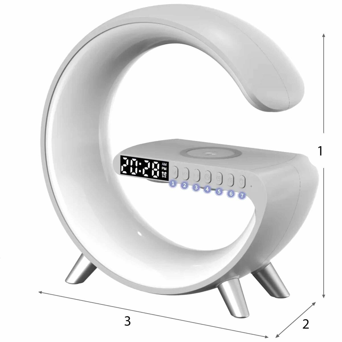 LAMPKA LED BEZPRZEWODOW ŁADOWARKA GŁOŚNIK BLUETOOTH RADIO ZEGAREK MOBILNA APLIKACJA NA PREZENT 