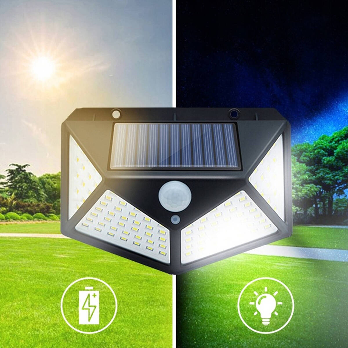 Lampa Solarna z Czujnikiem Ruchu i Zmierzchu 100LED Mocne Światło Czujnik