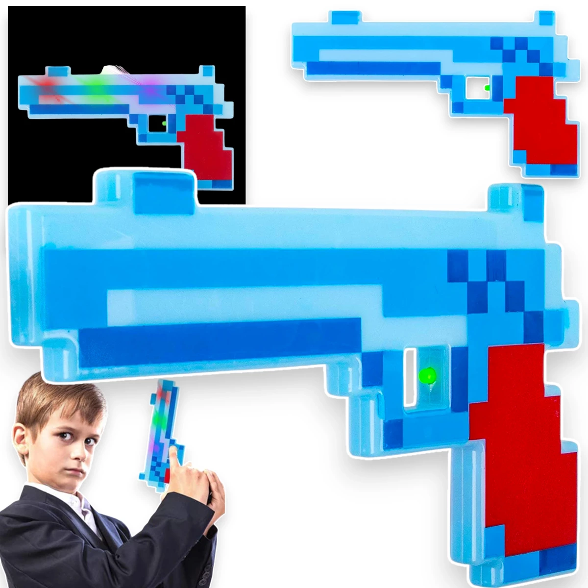 MINECRAFT Pistolet ze światłem i dźwiękiem Pixel Niebieski