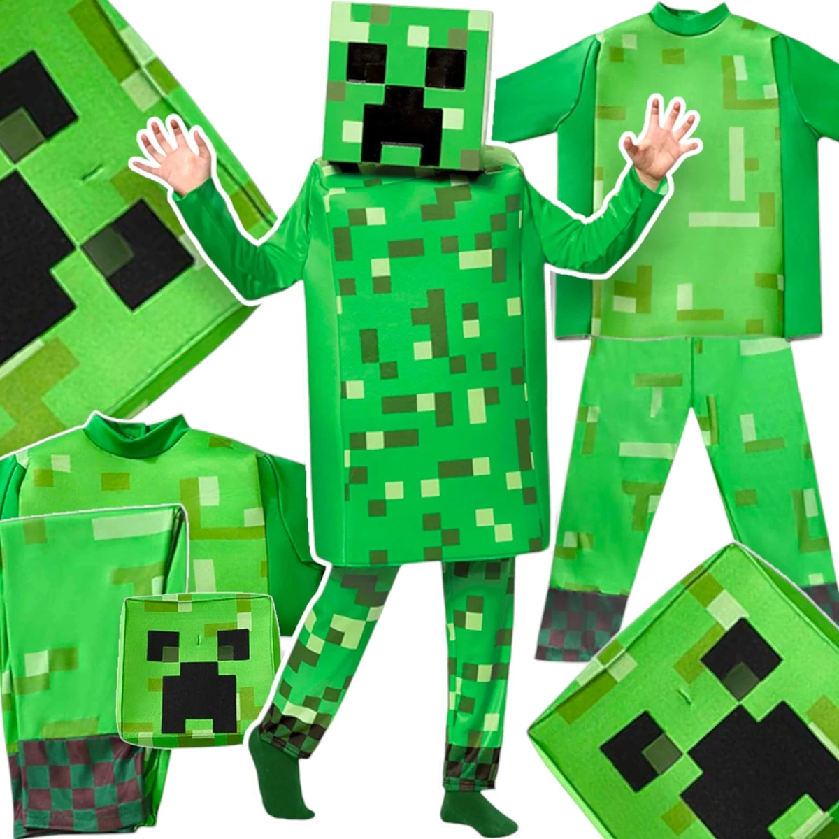 MINECRAFT Strój dla chłopca CREEPER / kostium na bal rozmiar L 130-140 cm + miecz