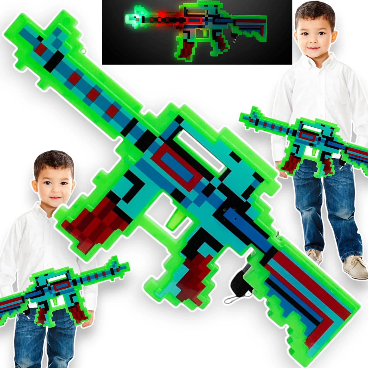 MINECRAFT Strój dla chłopca CREEPER / kostium na bal rozmiar S 110-120 cm + miecz + karabin