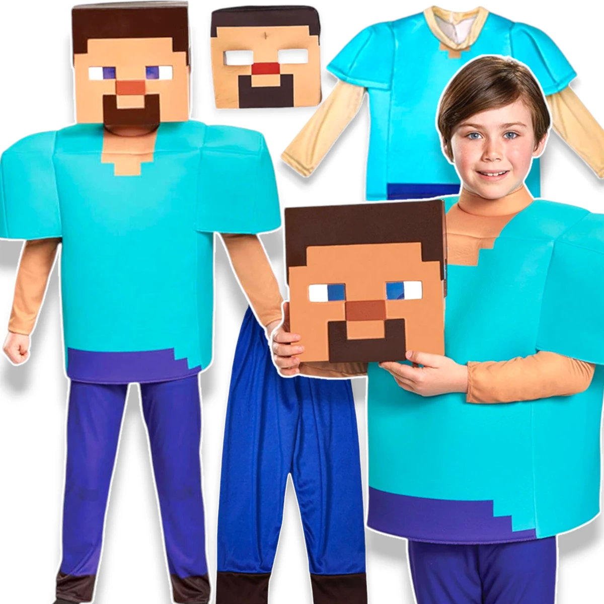 MINECRAFT Strój dla chłopca STEVE / kostium na bal rozmiar S 110-120 cm